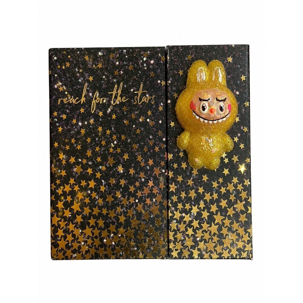 Custom Labubu Note Binder Handmade Resin Glitter Gold Star Journal